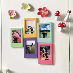 8 Colorful 3-Inch Magnetic Frames, Refrigerator Magnets for Fujifilm Instax Photos, Office Kitchen Living Room Decor, Valentine Birthday New Year Gifts