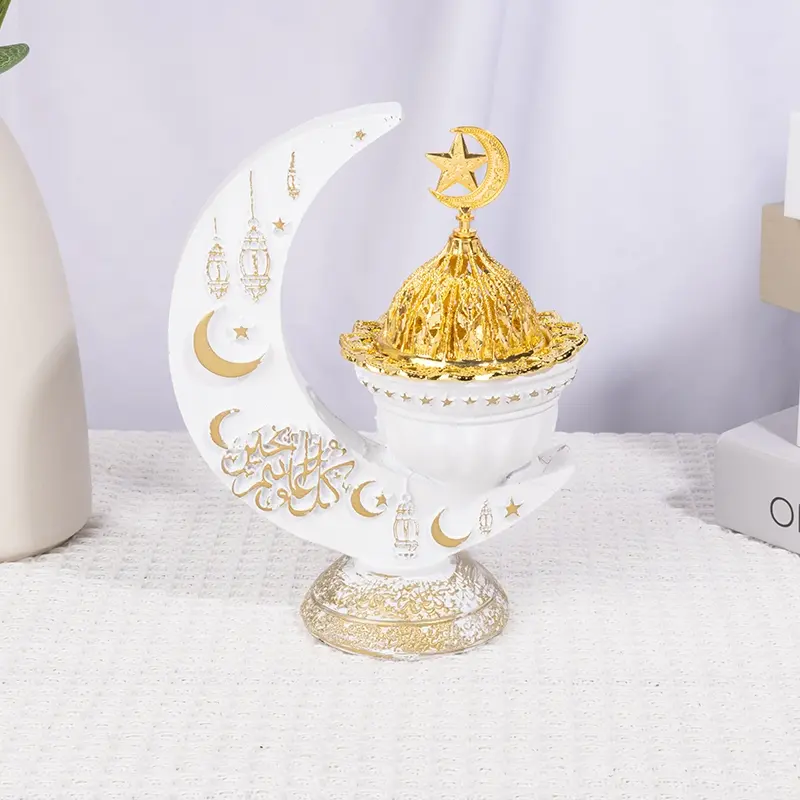 New Moon Scented Aroma Incense Burner, Incense Dish, Ramadan Fragrance Bukhoor Holder, Home Wedding Valentine Gift, Home Fragrance Products, Resin Decorative Ornament, Yoga Meditation Smoke, Includes Beautiful Clip