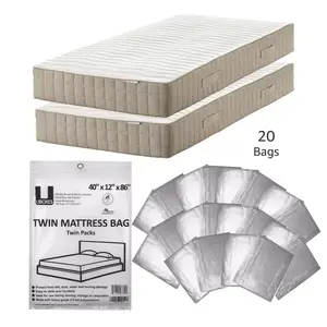 UBMOVE Twin Mattress Bags 40"x12"x86" Pack of 20 for Professional Moving Protection 2 MIL Polyethylene Moving Supply