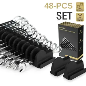 48 pcs Modular Wrench Organizers for Tool Drawers - Wrench Rack with Metric&SAE Labels, Perfect Tool Storage Holder. Gift for father, brother and boyfriend (without Magnet) Multifunctional Wrench Holder Organizer with Trays