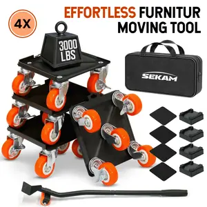 SEKAM Heavy-Duty 5-Wheel Furniture Mover Set 1332lb Capacity with 360° Swivel Wheels for Easy Sofa Refrigerator & Couch Movement on Hard Floors