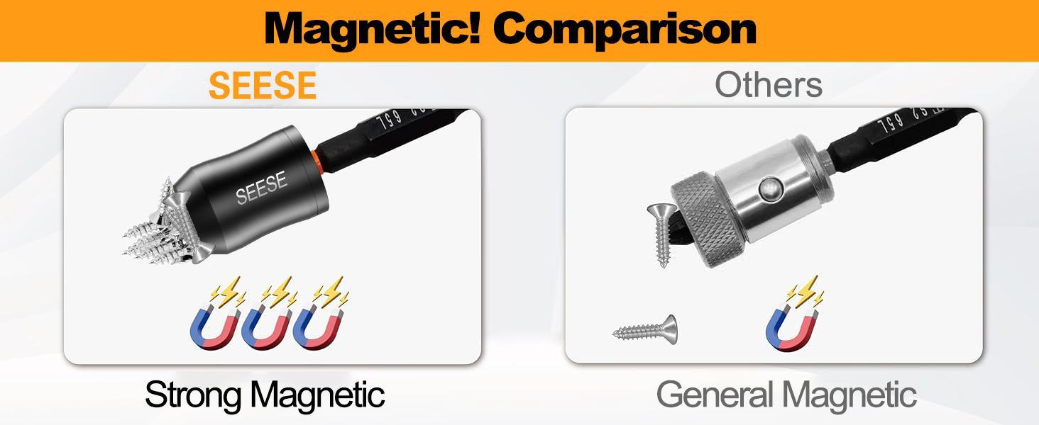 SEESE Strong Magnetic Screw Ring: 1/4 Inch/ 6.35 mm Universal Magnetic Screw Holder - Removable Magnetic Screwdriver Drill Bit Holder for Hex Screwdriver and Power Bits