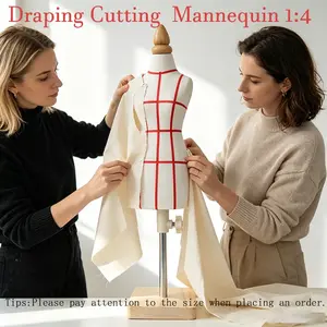 1/4 Scale Mini Mannequin, Adjustable Height Half-Body Dressing Dummy, Wooden Base, Sewing Practice Model for Garment Design, Sewing Accessories