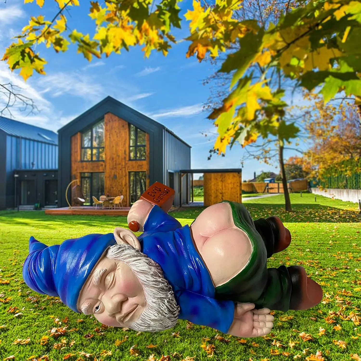 Large Naughty Gnome Statues - Exterior Decorative Statues, Outdoor Garden Decor, Backyard Patio Lawn Novelty Ornament, Fun Stocking Stuffers, Cool Room Decor, Guys Gifts, Funny Christmas Garden Gift, Mens Gifts