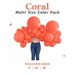 Kalisan Coral Red Balloon Multi Size Color Pack Includes 5 12 18 Inch Sizes for Party Flower Design Wedding First Birthday Events