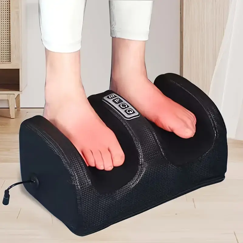 Fully automatic foot massager with heating rollers for massaging and kneading the feet and calves. Portable and suitable for home use., Daily, Relaxing