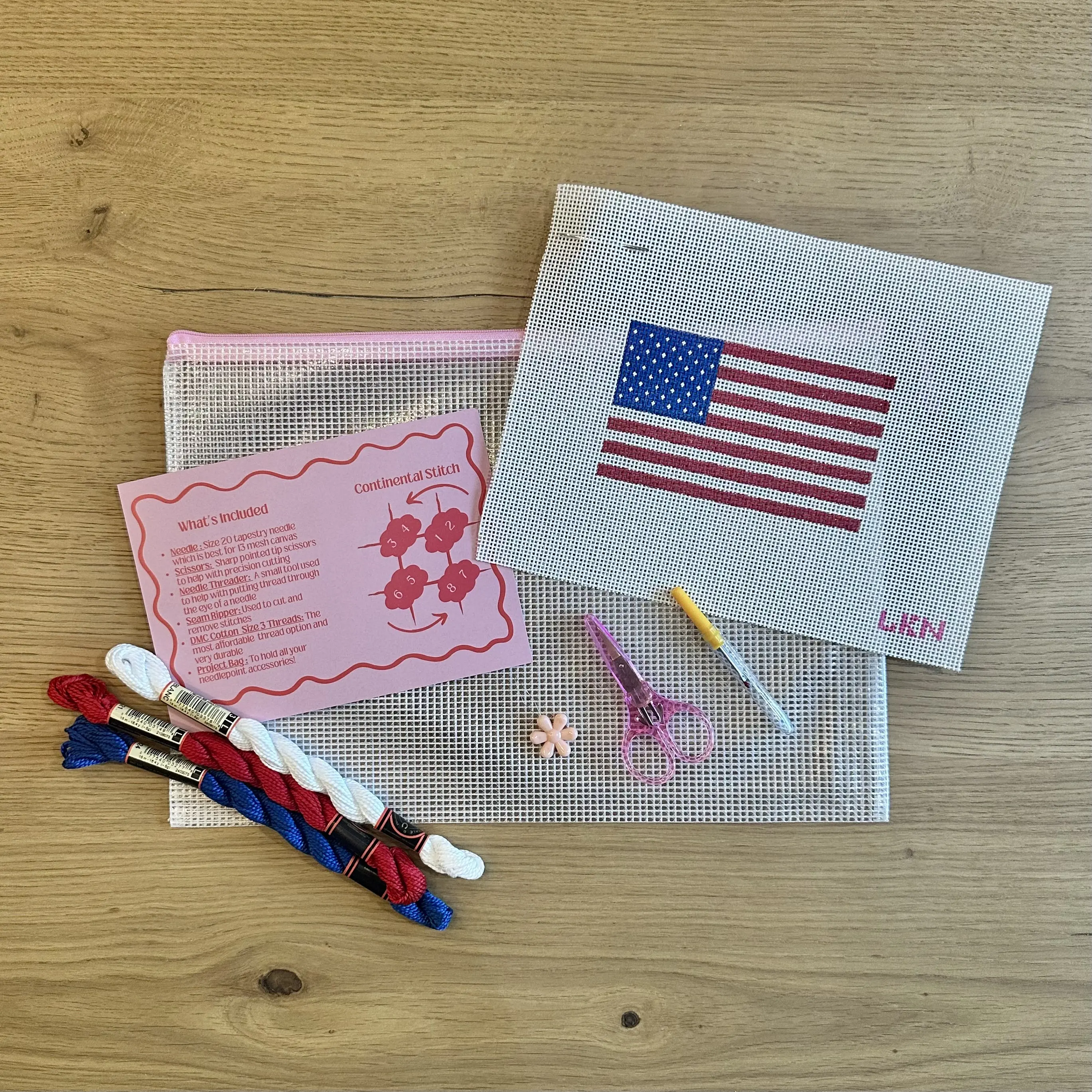 American Flag Needlepoint Beginner Kit