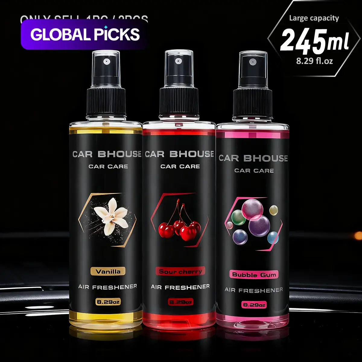 Portable High-End Air Freshener Spray, Room Scents, Long-Lasting Scented Oil Fragrance, 8.29 oz Large Capacity with Multiple Distinct Fragrances Including Fruity Sweet Scent, Cherry Scent, Bubble Gum, for Home, Car, Clothing & Bathroom #GLOBAL PICKS