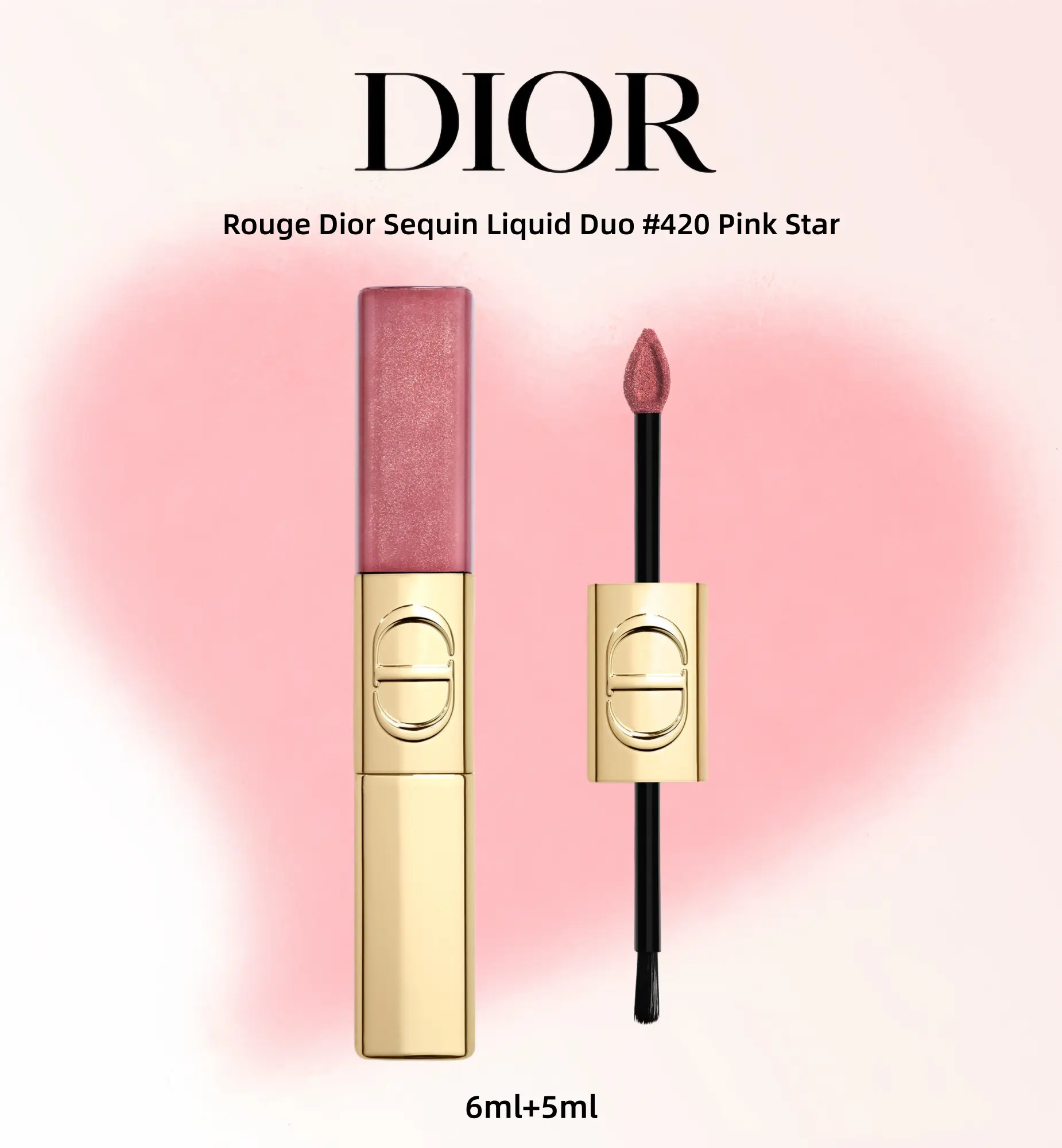 Dior Rouge Dior Sequin Liquid Duo #420 Pink Star 6ml+5ml Luxurious Lipstick with Sparkling Finish