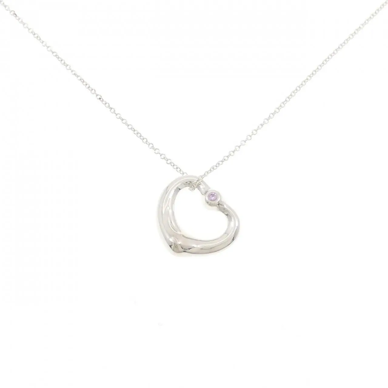 Pre-owned Tiffany & Co. Sterling Silver 925 (Ag925) Small Leather Goods Open Heart 925 Necklace