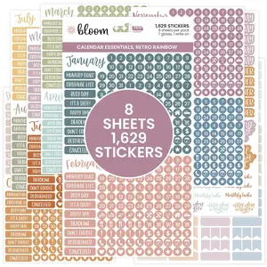 Planner Stickers | Calendar Essentials | Retro Rainbow