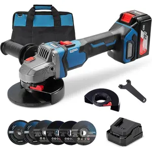 Cordless Angle  20V 4-1/2 inch, 9000RPM with Variable Speed, Slide , DSC Protection for , Grinding, Polishing, Included 6 Discs & 4.0Ah  Charger Kit