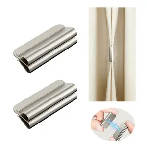Magnetic Curtain Clips,Metal Curtain Fasteners,Drill-Free Curtain Hooks-Powerful Magnetic Attachment Design,Snap-On Installation,Suitable for Living Room and Bedroom Curtains