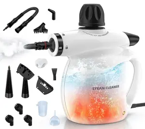 Steam Cleaner, Pressurized Handheld 12pcs Multi-Purpose Natural Deep Cleaning Steamer, Portable Steamer for Cleaning Home, Grout, Kitchen, Car, Window, Upholstery, Bathroom and Clothes, White