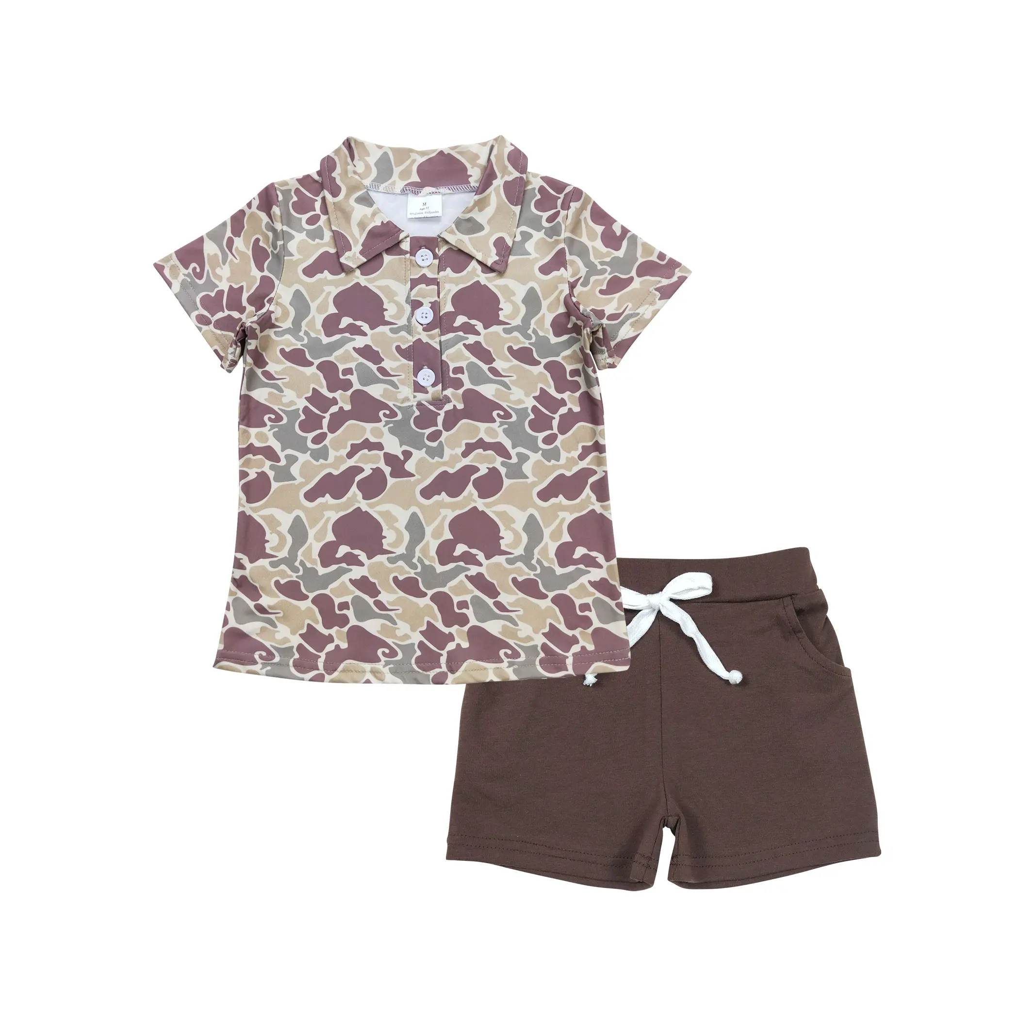 Toddler Boys' 2-Piece Camo Print Set - Cotton Blend Short-Sleeve T-Shirt & Shorts for Summer Casual Playwear, Hunting Camo, Waist Shorts Set