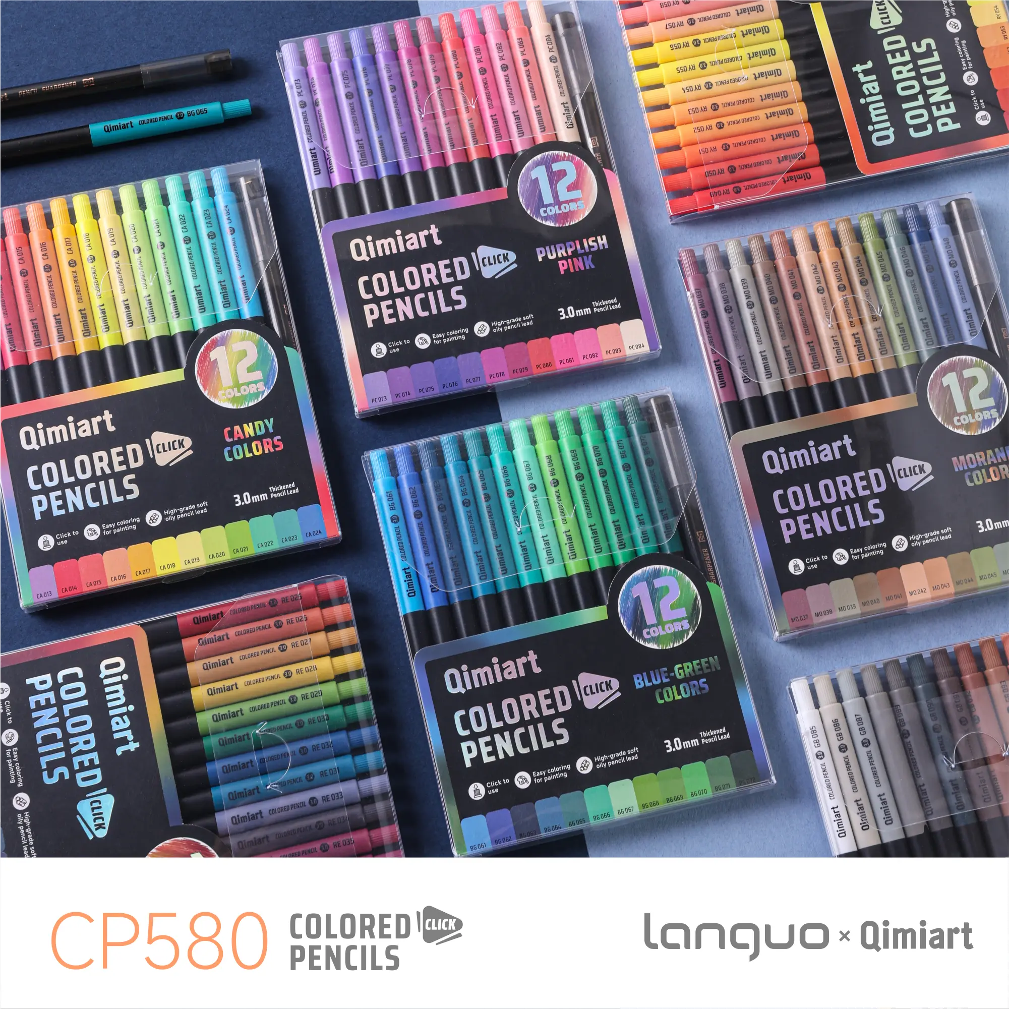 Languo Viral Click 96-Color Mechanical Colored Pencils Set, 3.0mm Soft Oilcore Retractable Pencils with Sharpener, Sharpens Easily, Smooth Blend Assortment Kit, Aesthetic Office Stationery for Artists’ Art Creation festival gift school student gift