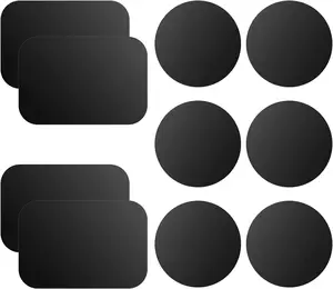 Mount Metal Plate for Phone Magnet Car Mount Holder Cradle with Adhesive, Universal Replacement Sticker Compatible with Magnetic Mounts - 10 Pack Black (4 Rectangle and 6 Round)