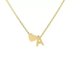 Personalized Initial Necklaces with Letter & Heart Charm - Gold Plated, Silver Plated Fashion Costume Body Jewelry