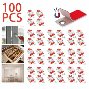 100 Sets Strong Magnetic Door Closers - Ultra-Thin Cabinet Catch Latch, Child-Proof, Magnetizable, Self-Adhesive for Cupboards, Drawers, Sliding Doors, Drawer, Child-Proof Door Closers