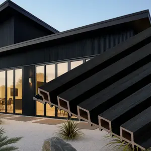 5 Grid WPC Composite Slat Wall Panels Modern Exterior Wall Cladding & Decorative Siding for Outdoor and Indoor Use | Waterproof Wood-Plastic Composite Panels for Home, Office & Commercial Design