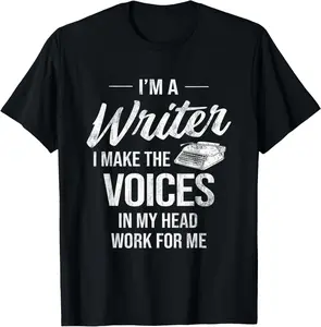 100% cotton Unisex Voice In My Head Work For Me Author Writer T-Shirt