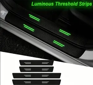 4pcs Luminous Car Door Sill Sticker Anti-scratch Strip Protection Fit For VW Audi Golf 5 6 7 8 GTI Polo Mk6 R Mk7 Mk4 5 Accessories carbon fiber wrap