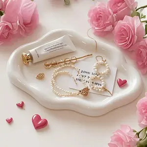 Unique Cloud Shaped Jewelry Dish Tray, 1 Count Ceramic Ring Storage Holder, Jewelry Storage Tray for Home Bedroom without Jewelry, Jewelry Organizer