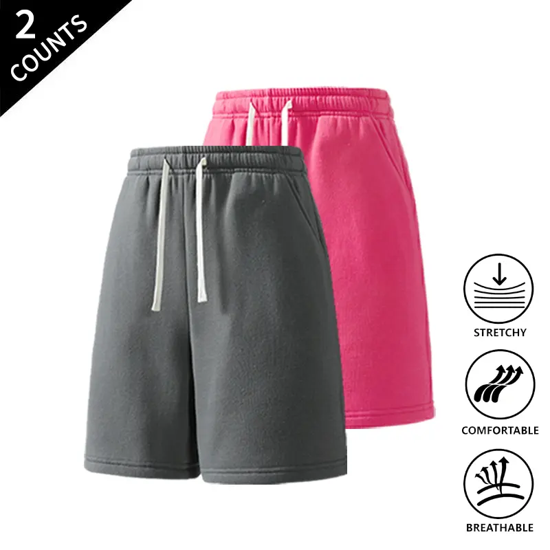 2-Pack Men’s Casual Sweat Shorts, Elastic Waist with Drawstring, Breathable Fabric, Comfortable Lounge & Streetwear Shorts for Men