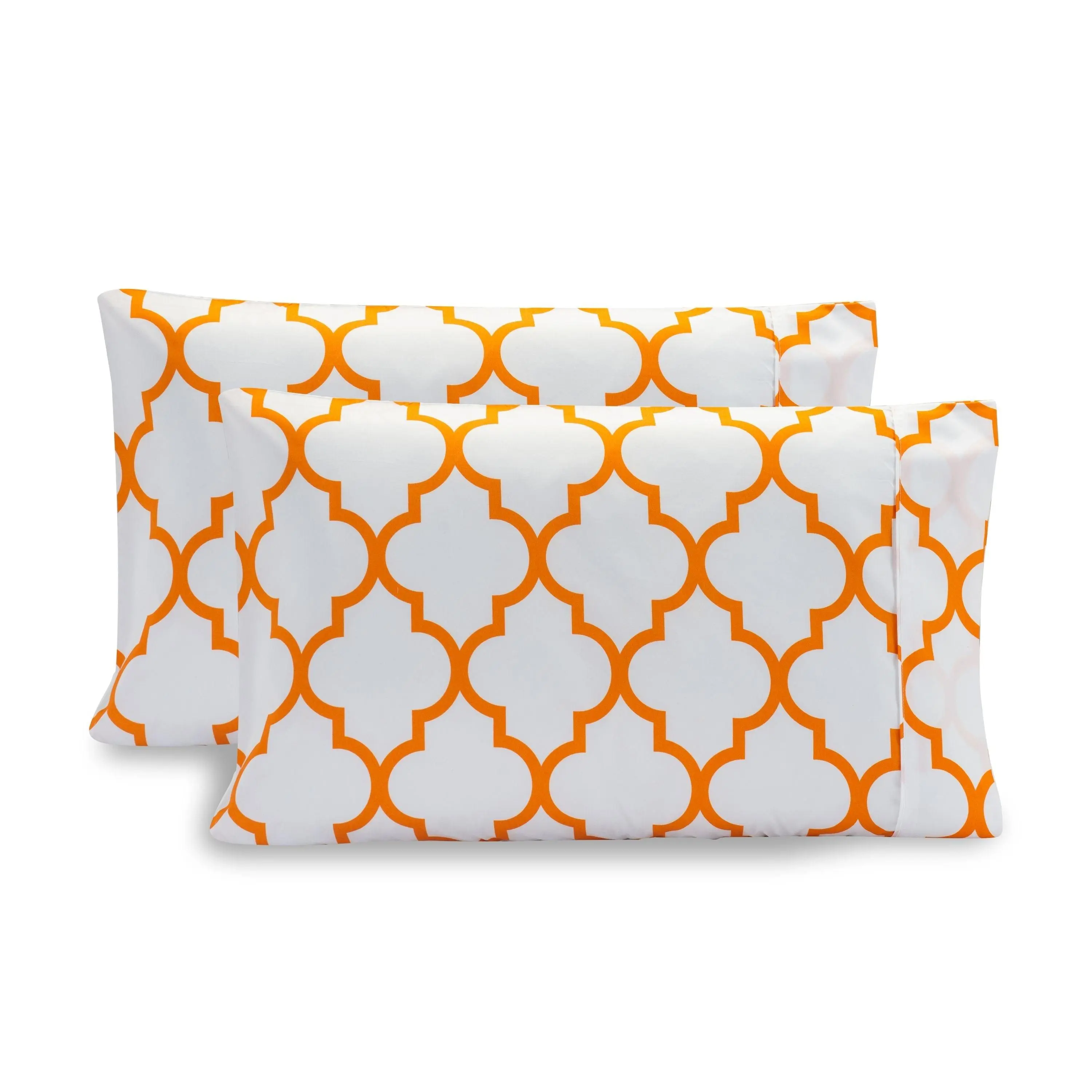 Elegant Comfort 2-Pack Quatrefoil Moroccan Trellis Pattern Pillowcases - Soft Microfiber, Decorative Bedroom Pillow Covers