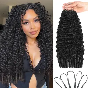 Bling Hair Burmese Curly Crochet Hair Human Hair Extensions Miracle Knots Pre-Separated Pack– Knotless Boho Braids, 4-5 Packs for Full Head, Multiple Curly & Wave Textures Protective Hairstyles For Black Women Vacation Hair