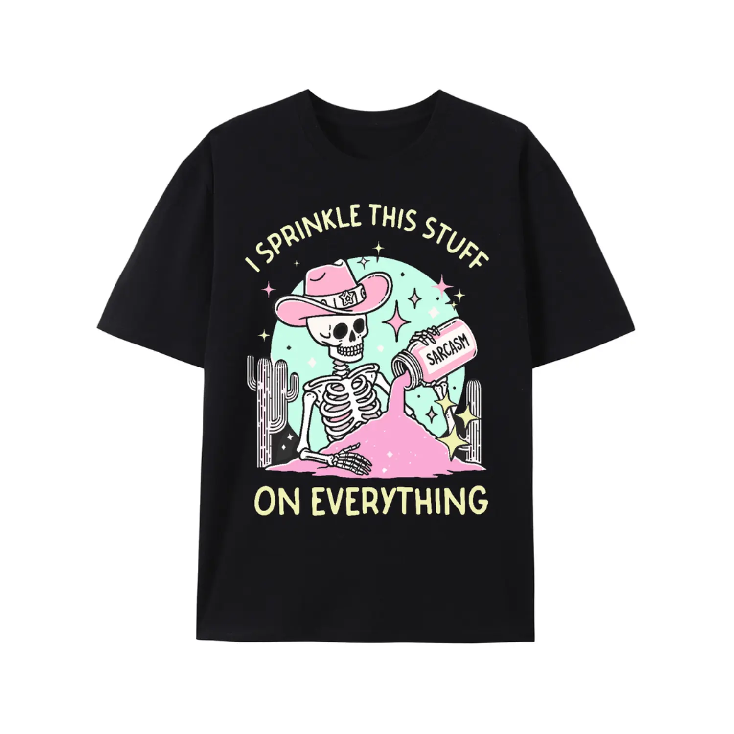 Summer t Shirts i sprinkle this stuff on everything vintage washed high quality cotton patterned t shirt mens t shirt clothing drop shoulder sleeve round neck short sleeve black -1
