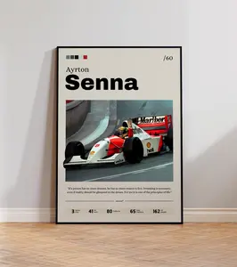 Ayrton Poster Senna, Racing Legend Wall Art,Vintage Racing Poster