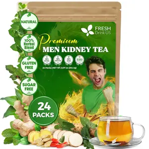 【FreshDrinkUS】 24 Packs of Premium Herbal Kidney Support Tea – Ginseng Six Treasure Blend, 9 Powerful Ingredients, 10g/Bag – Men's Wellness Tea with Ginseng and Five Treasure Aid Root.