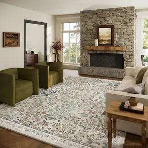 palohom Washable Rugs for Living Room Non Slip Low Pile Non Shedding Lightweight Soft Faux Wool Carpet Floral Area Rug for Bedroom Kitchen Dining Room Under Table Rug Runners for Hallway Entryway Farmhouse Stain Resistant Easy Care Indoor Home Decor