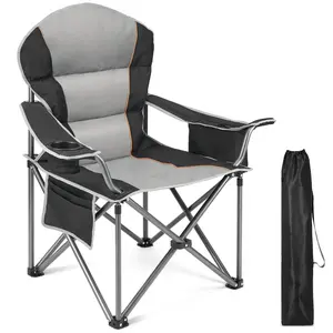 Folding Camping Chairs - Heavy Duty Portable Outdoor Chairs with Cup Holder & Cooler Bag, Ideal for Garden Beach Fishing Sports