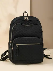 Large Capacity Quilted Backpack, Simple Commuting Double-layer Computer Slip Pocket Lightweight Backpack, Fashion Durable Backpack, Versatile and Fashionable Suitable for Work, College Students, Men and Women Outdoor Travel Bags