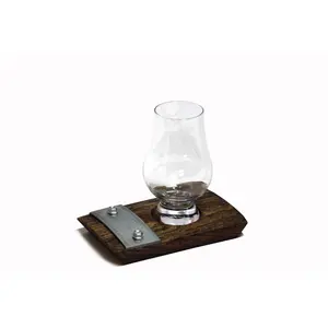 Whiskey Glass and Coaster with Metal Drinkware Wood