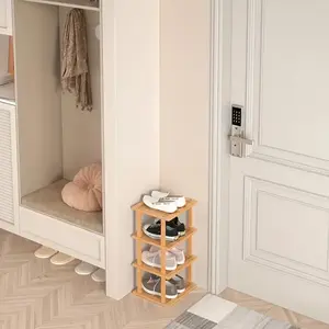 Space Saving Bamboo Vertical Shoe Rack Free Standing Shoe, Suitable for Adjustable Rack Design in High and Narrow Spaces, Suitable for Entrances, Wardrobes, Corners, and Doorways, Shoe Organization | Modern Shoe Storage | Adjustable Rack