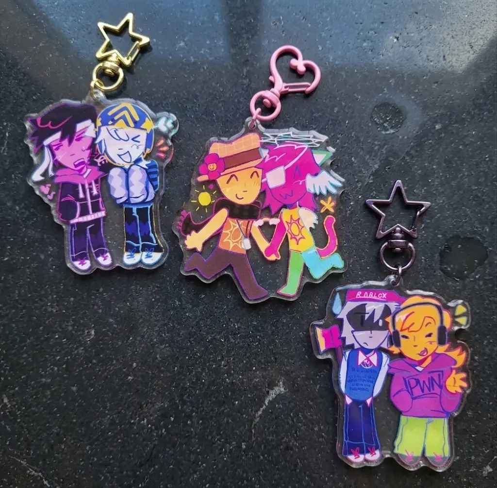 Bad Things Ivan and Andrew Keychain, Thomas and Skittles Acrylic Keychain!! (HWWHP), Itzskeet_playz Keychain, Cute Anime Characters Acrylic Keychain, Kawaii Cute Acrylic Keychain Charms, Perfect Gift for Fans & Collectors
