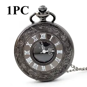 Pocket watch with a country style, retro Roman skeletonized quartz watch, Vintage quartz watch