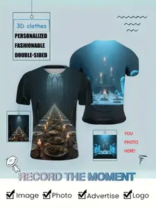 Men'S Custom Print T-Shirt - Personalized Front And Back Photo/Text/Logo Printing, Customizable Back Design (Image/Video), Durable Digital Printing Technology, Round Neck Short Sleeve, Casual And Formal Wear, Ideal for Birthdays/Corporate Gifts