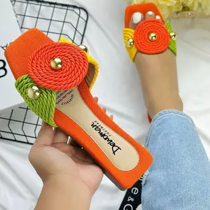 Dewoman Sandals - Flat Colombian Sandals for Girls, Super Comfortable and Beautiful, Perfect for Summer, Size 5-10, Gold Details