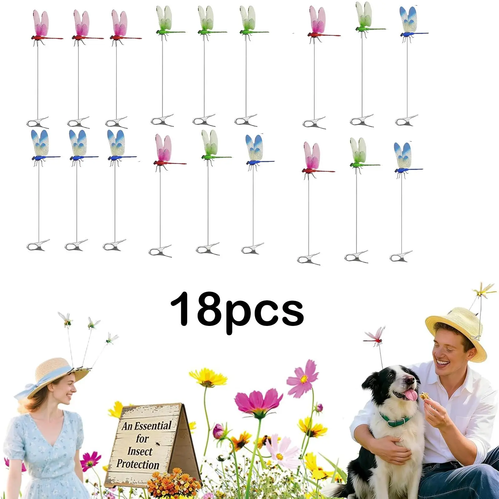 Dragonfly Fly & Bee Deterrent Garden Clips | Natural Pest Control Yard Plant Protection Decor