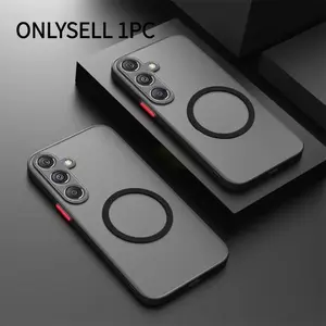 Matte Armor Phone Case Cover with Magnetic Wireless Charging Compatibility for Samsung Galaxy A15 A25 A35 A55 A05 A05S A06 A16 A26 A36 A56 M14 M15 M35 M55 Shockproof Protective Case Accessories, Smartphone Casing