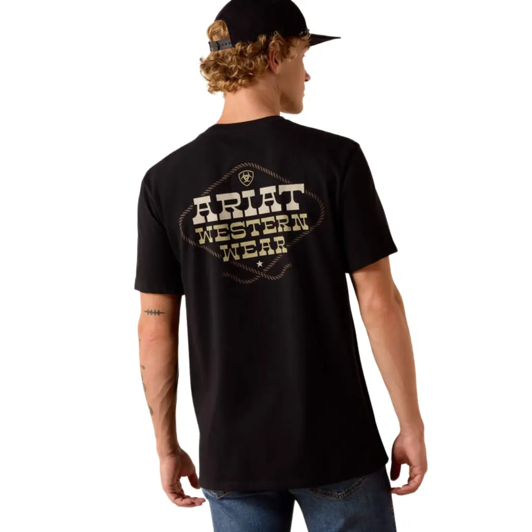 Ariat Men's Country & Western Lockup Solid Black Classic Fit T-Shirt 10073418