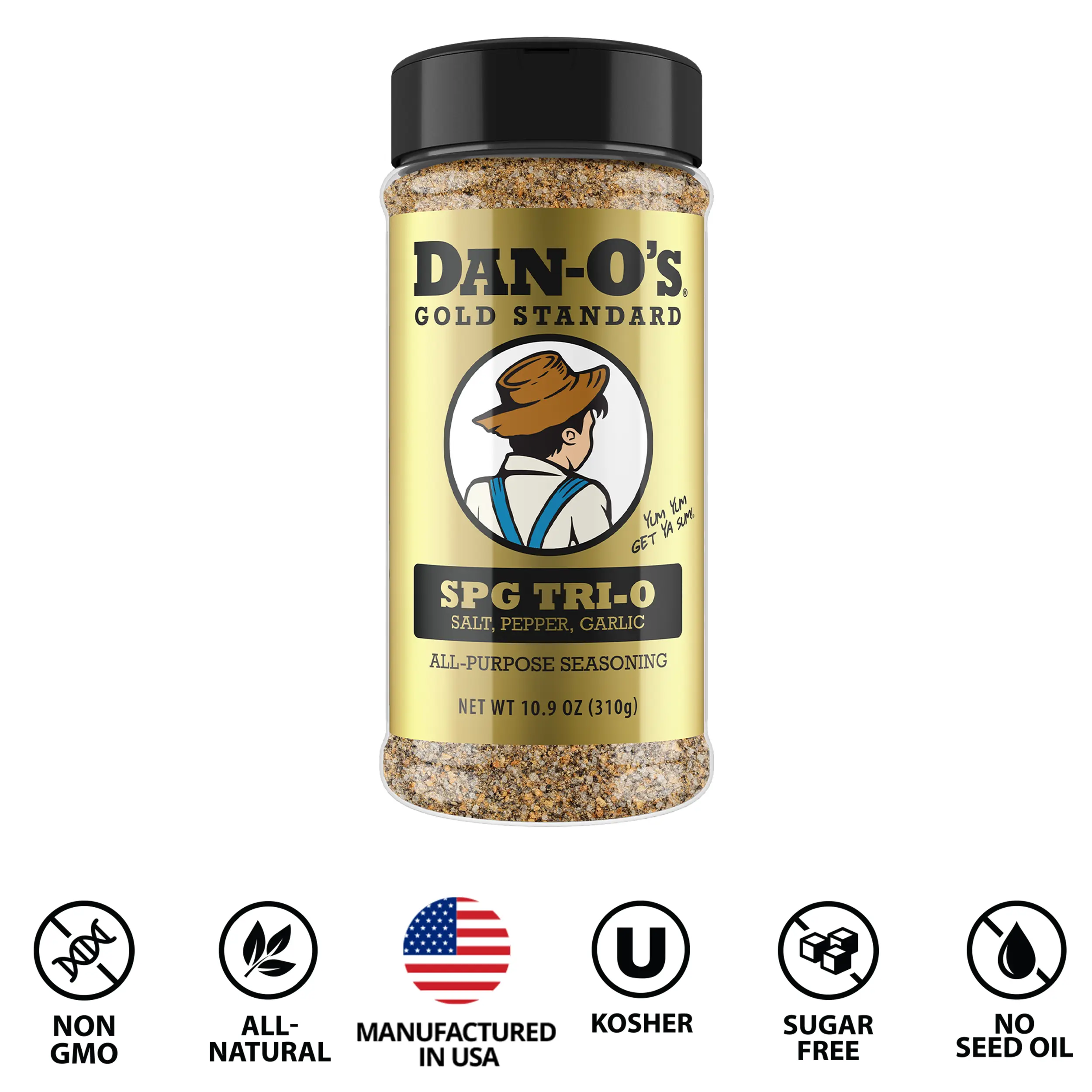 Dan-O’s SPG Tri-O Seasoning – Salt, Pepper & Garlic Blend – Medium Bottle – Premium All Purpose SPG for Steak, Chicken, Seafood & Veggies