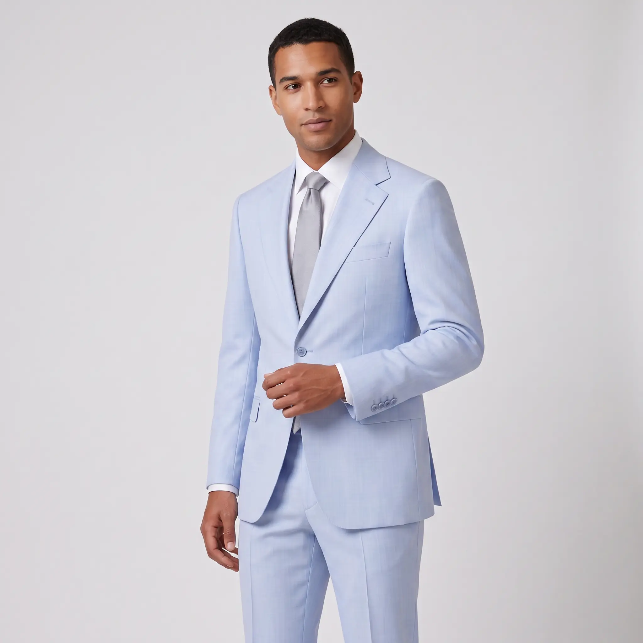 Joseph Michael Men's Sky Modern Fit Sharkskin Suit - Notch Lapel
