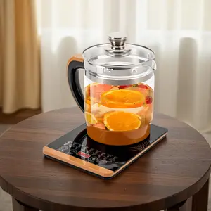 CNCEST 1.8L Electric Glass Kettle with Tea Strainer 800W Multi-Function Tea Maker 18 Cooking Programs with Digital Display for Brewing/Cooking, 12 Preset Modes & Keep Warm