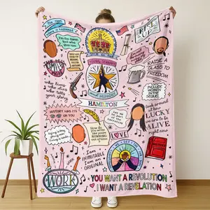 Graffiti Style Hamilton Musical Flannel Slogan Print Lightweight Throw Blanket, Soft Breathable Lightweight, All-Season Use, Perfect for Home Decor Travel Camping Gift
