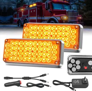 Nilight 2PCS 42LED Amber Wireless Magnetic Strobe Lights – Portable Hazard Warning Lights with 5 Flash Patterns, Waterproof Surface Mount for Cars, Trucks, Vans & Off Road Vehicles